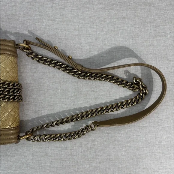 CHANEL Metallic Python Boy Flap Bag Small GHW - Picture 14 of 17